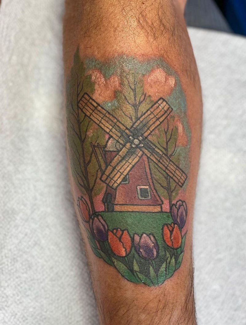 30 Pretty Windmill Tattoos Show Your Temperament