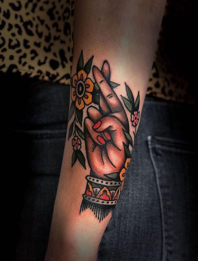 30 Elegant Fingers Crossed Tattoos Bring You Good Luck