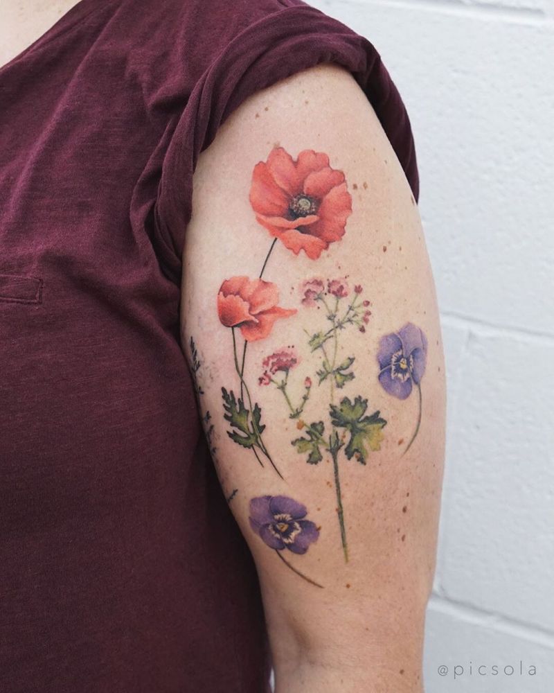 30 Pretty Pansy Tattoos for Your Inspiration