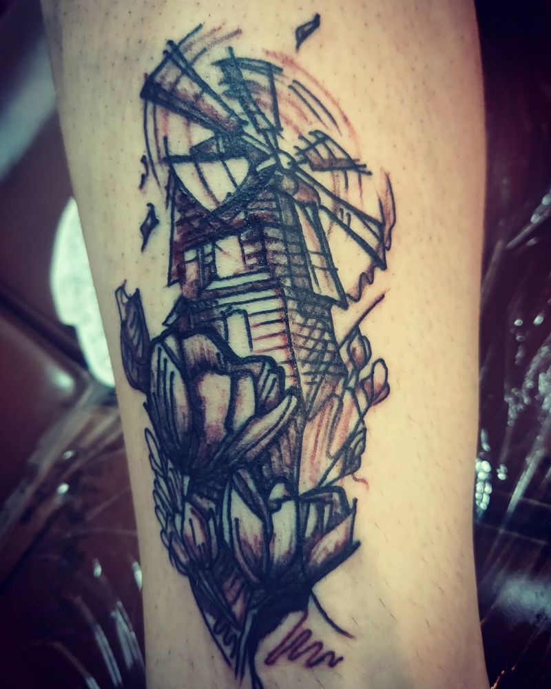 30 Pretty Windmill Tattoos Show Your Temperament