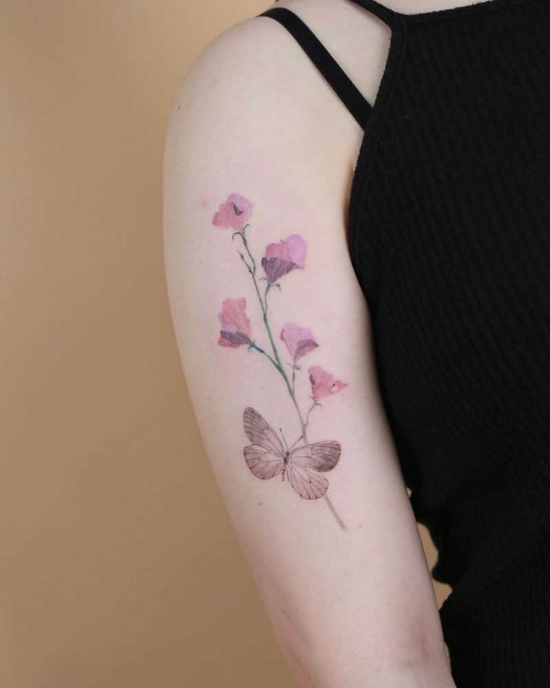 30 Pretty Sweet Pea Tattoos You Will Love