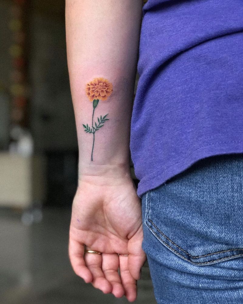 30 Beautiful Marigold Tattoos You Will Love