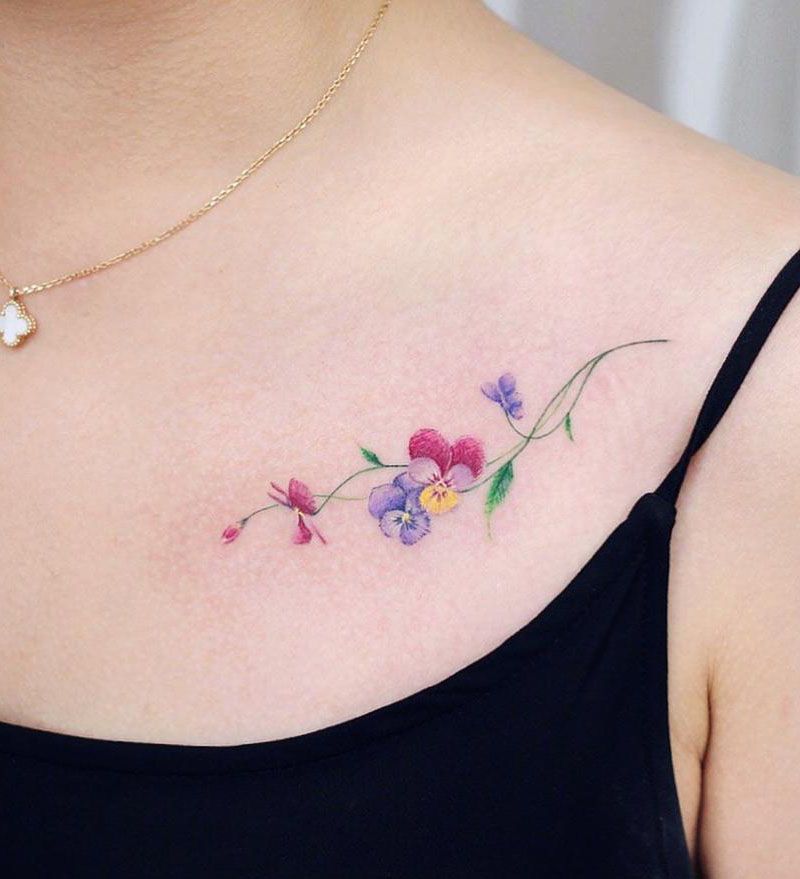 30 Pretty Pansy Tattoos for Your Inspiration