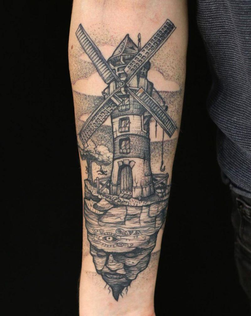 30 Pretty Windmill Tattoos Show Your Temperament