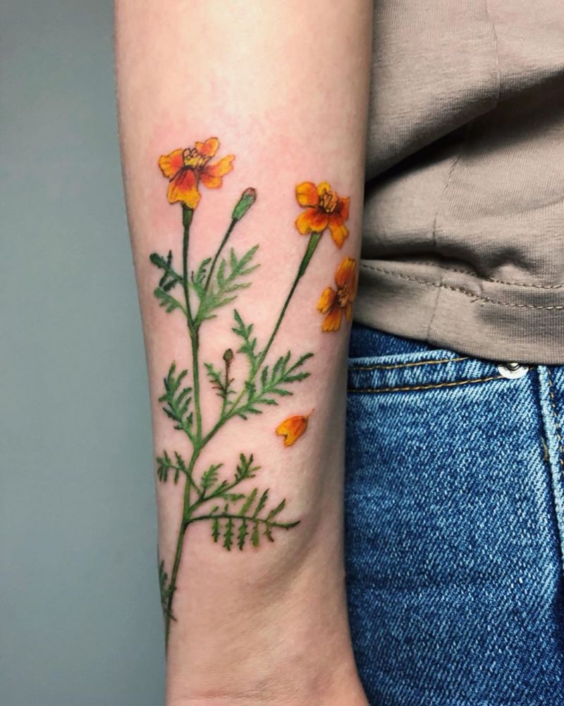 30 Beautiful Marigold Tattoos You Will Love