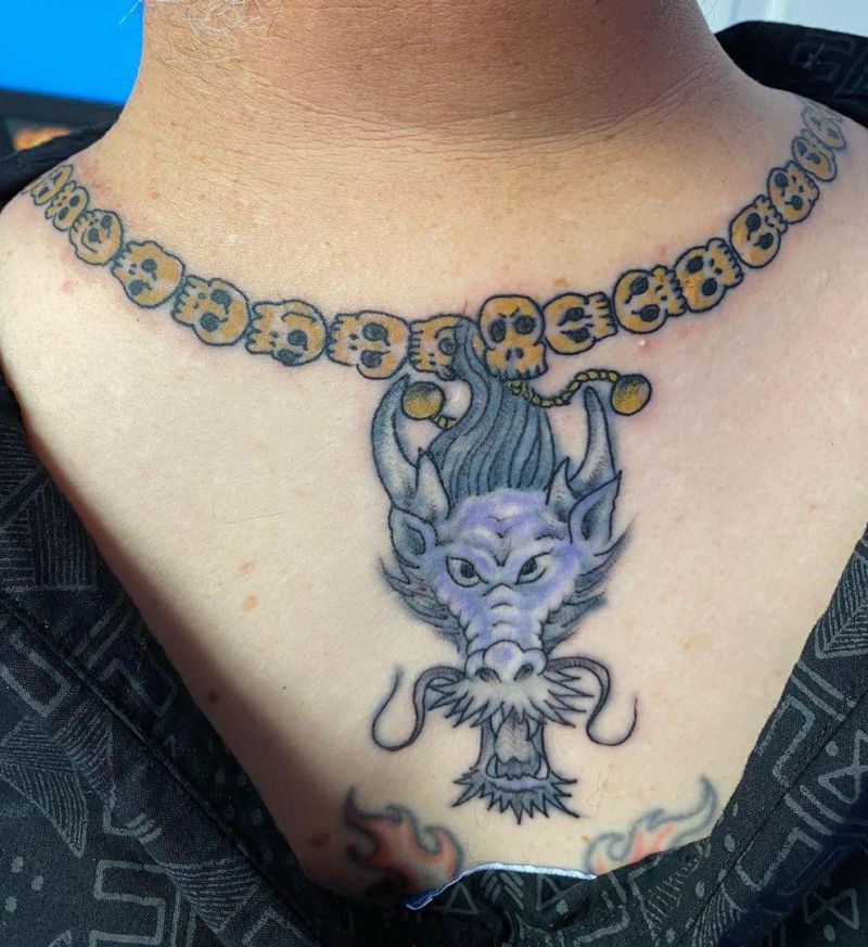 30 Pretty Necklace Tattoos Give You a Different Feeling