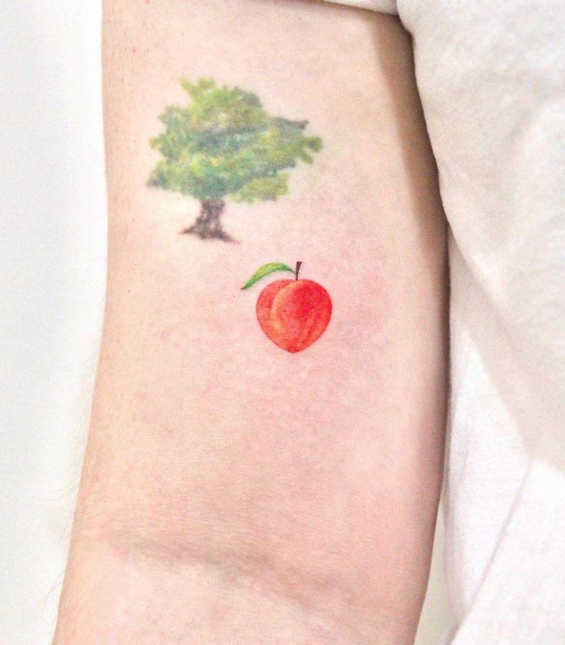 30 Pretty Peach Tattoos for Women You Will Love