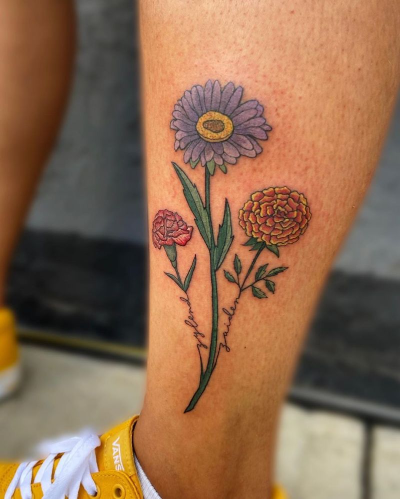 30 Beautiful Marigold Tattoos You Will Love