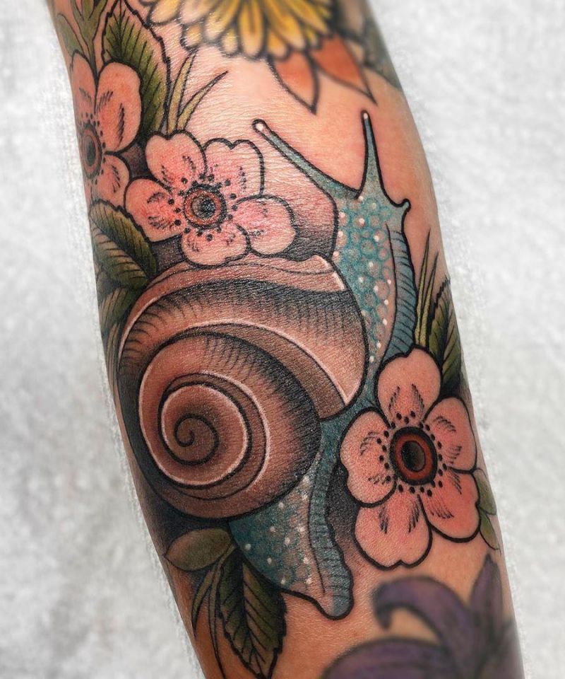 30 Cute Snail Tattoos That You Can't Miss