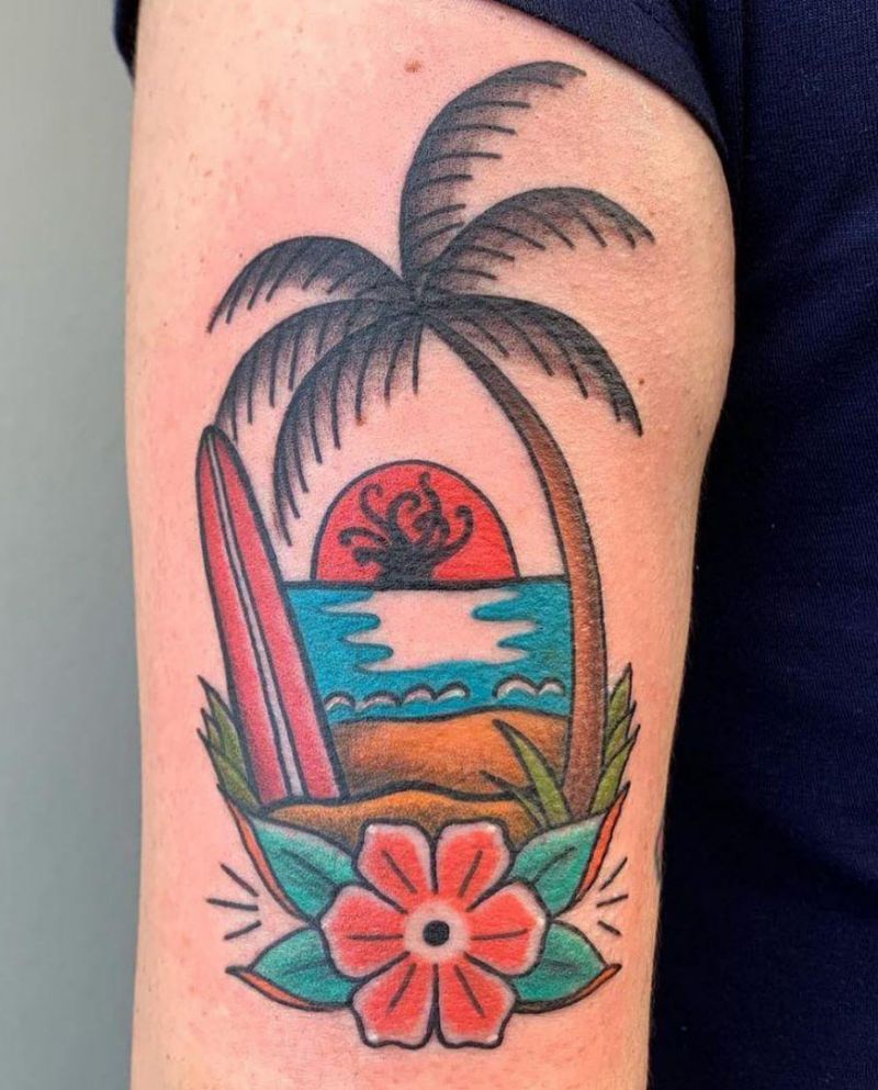 30 Pretty Beach Tattoos Hope to Inspire You