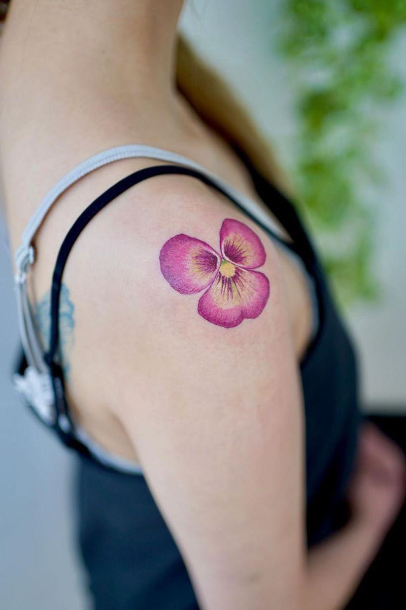 30 Pretty Pansy Tattoos for Your Inspiration