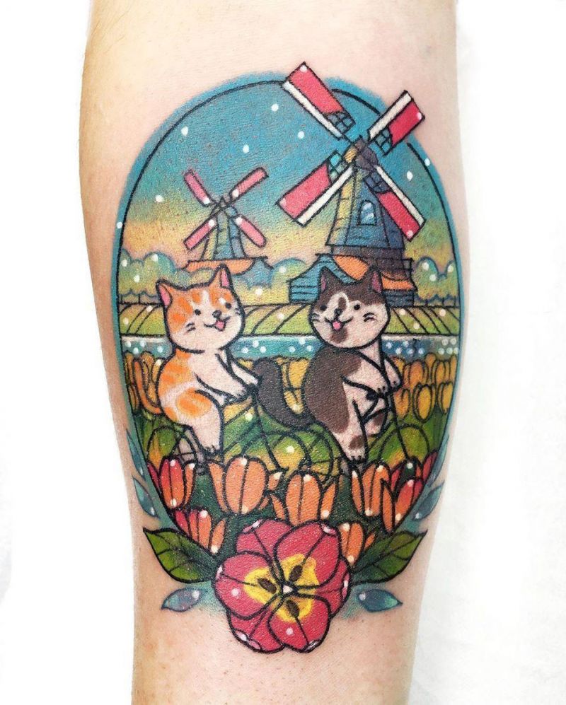 30 Pretty Windmill Tattoos Show Your Temperament