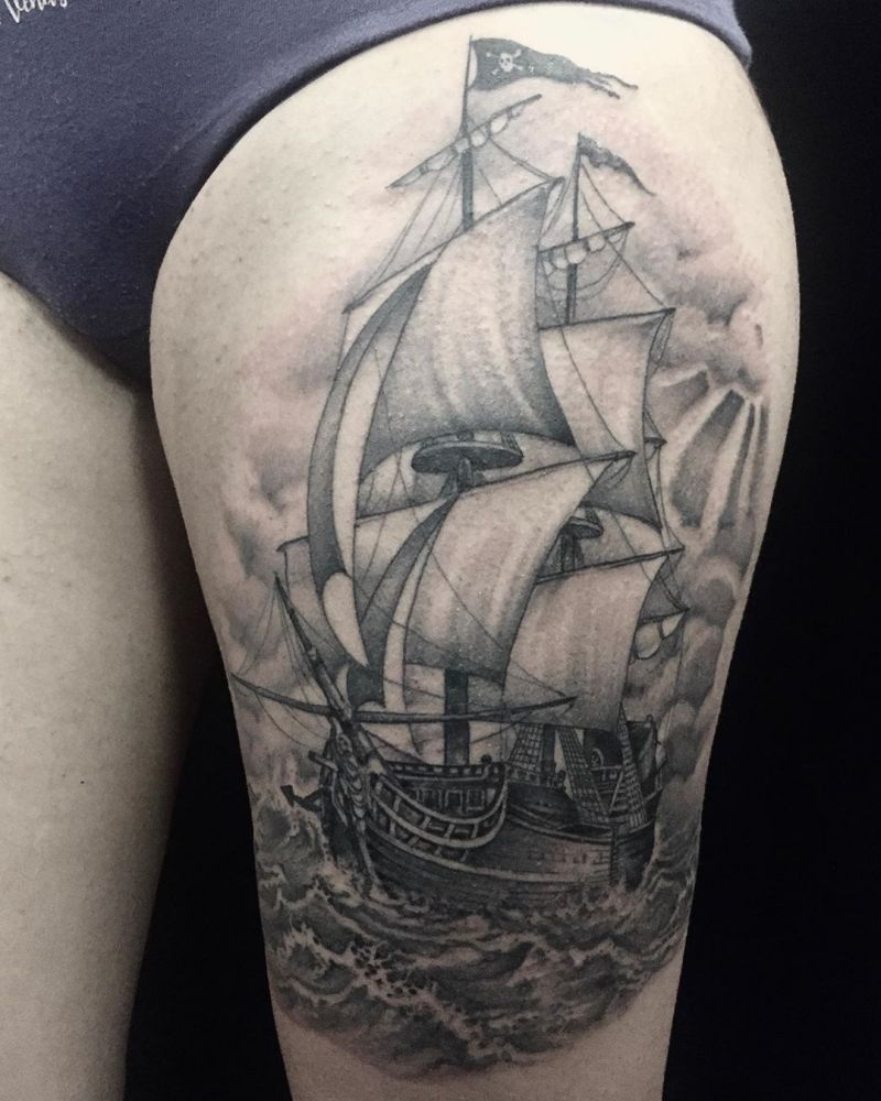 30 Pretty Boat Tattoos Make Your Career A Success