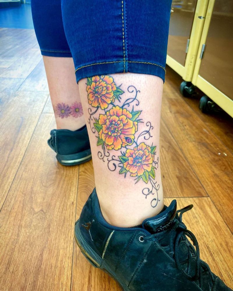 30 Beautiful Marigold Tattoos You Will Love