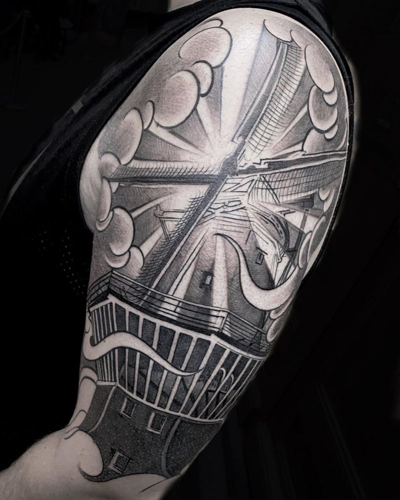 30 Pretty Windmill Tattoos Show Your Temperament