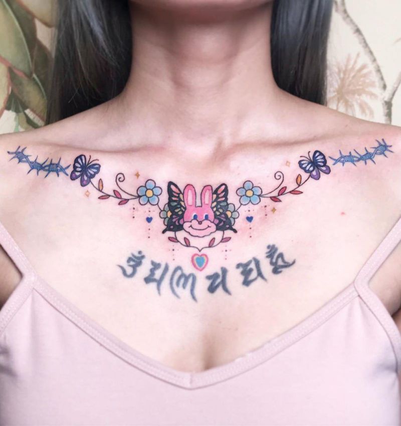 30 Pretty Necklace Tattoos Give You a Different Feeling