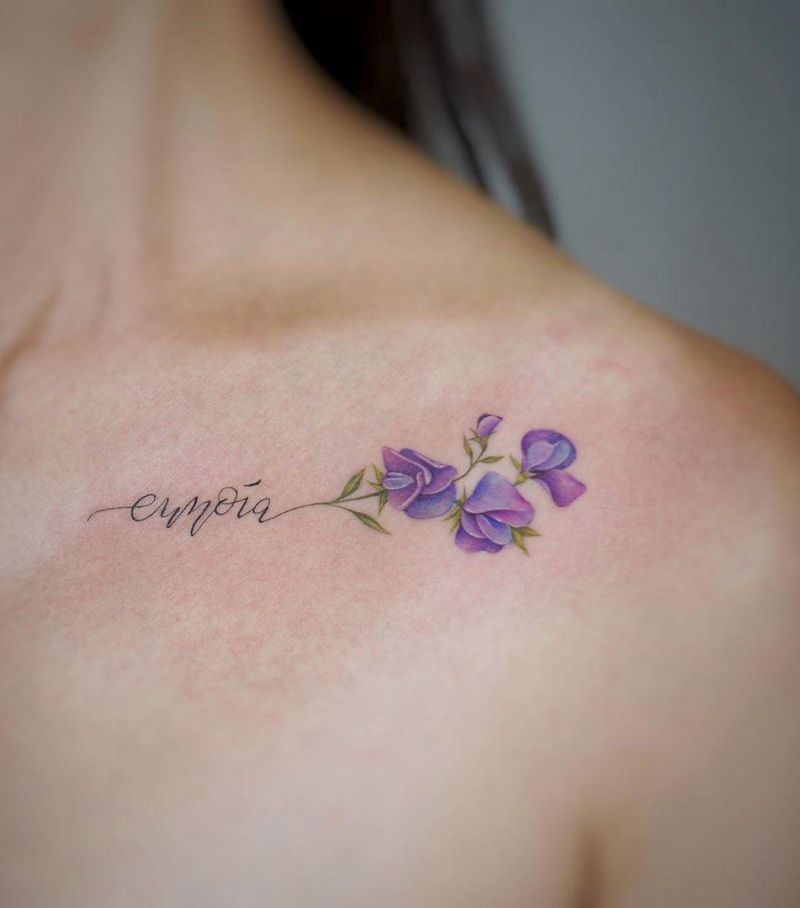 30 Pretty Sweet Pea Tattoos You Will Love