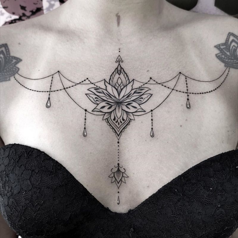 30 Pretty Necklace Tattoos Give You a Different Feeling