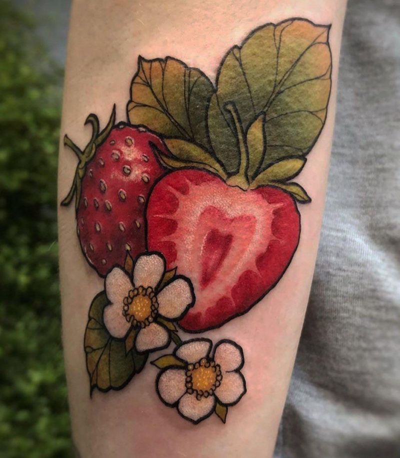 30 Pretty Strawberry Tattoos You Will Love