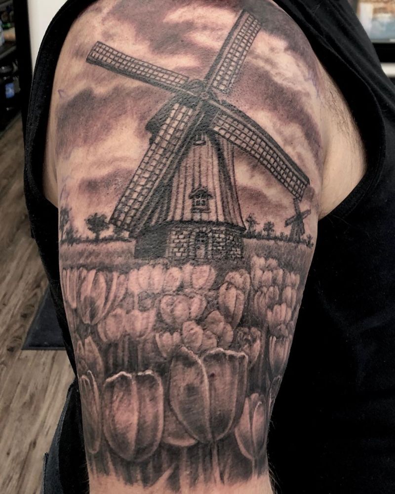 30 Pretty Windmill Tattoos Show Your Temperament