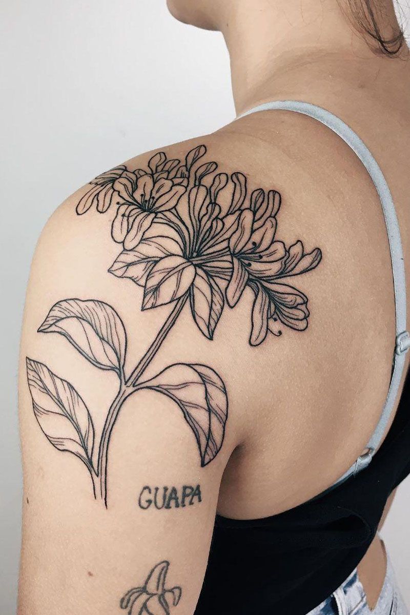 30 Pretty Honeysuckle Tattoos Make You Very Attractive