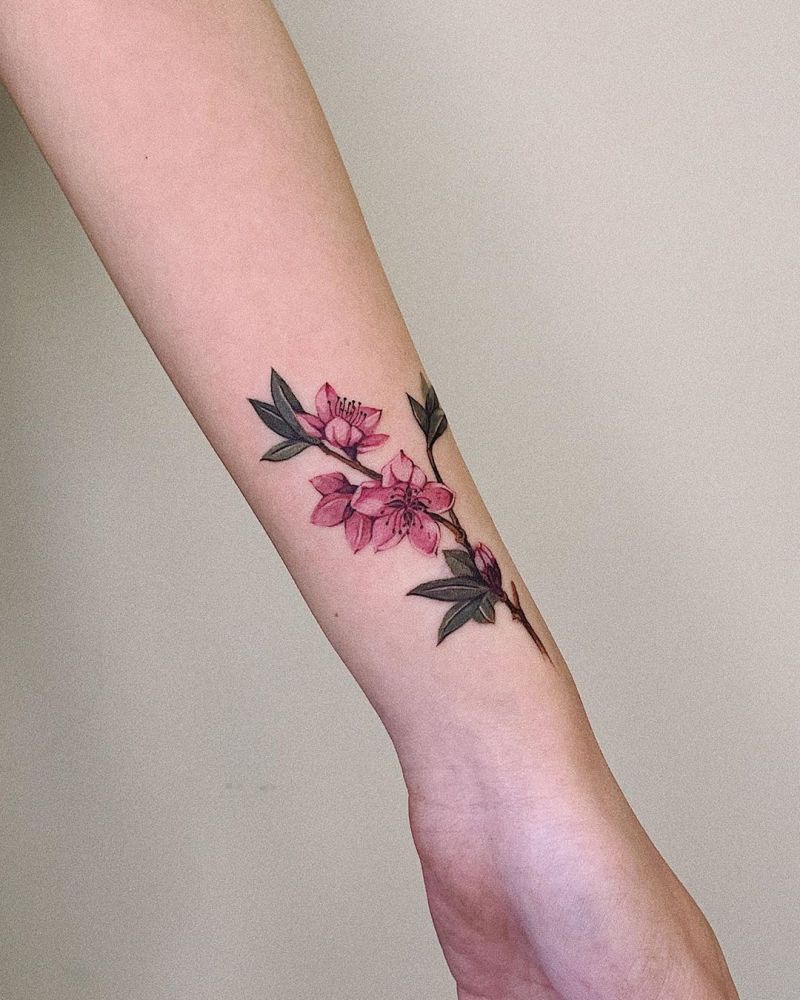 30 Pretty Peach Blossom Tattoos You Shouldn't Miss