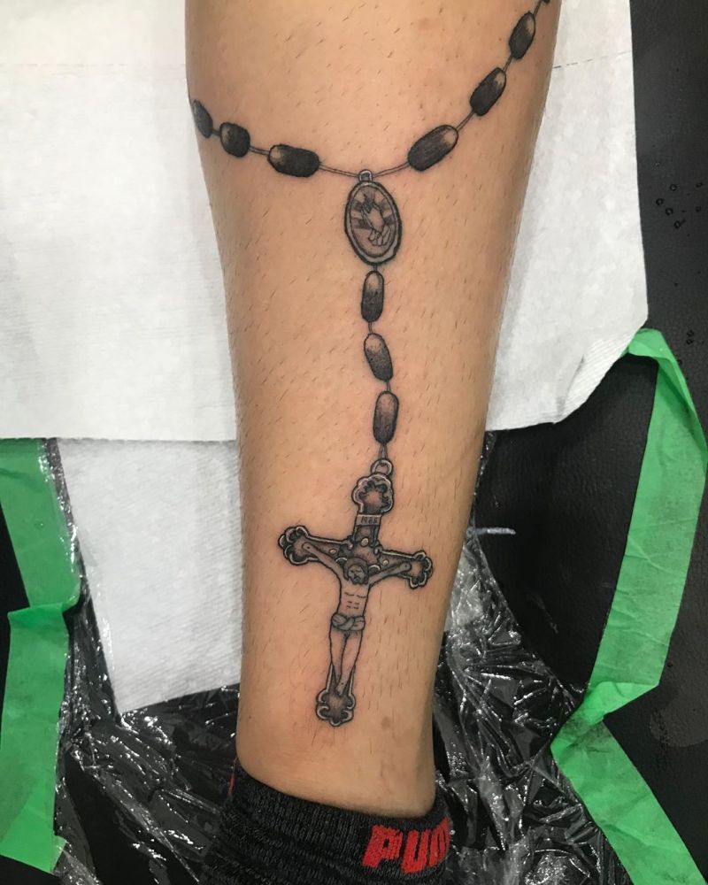 30 Pretty Rosary Tattoos to Inspire You