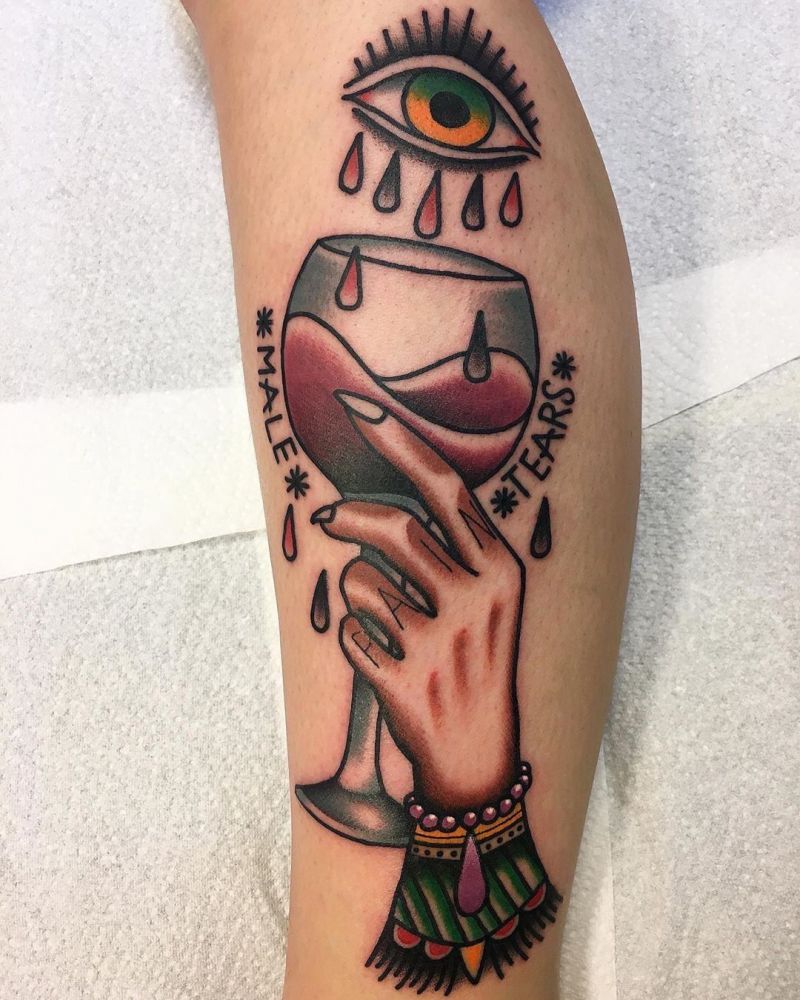 30 Pretty Wine Glass Tattoos Make You Very Attractive