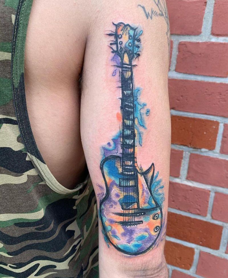 30 Pretty Guitar Tattoos for Your Inspiration