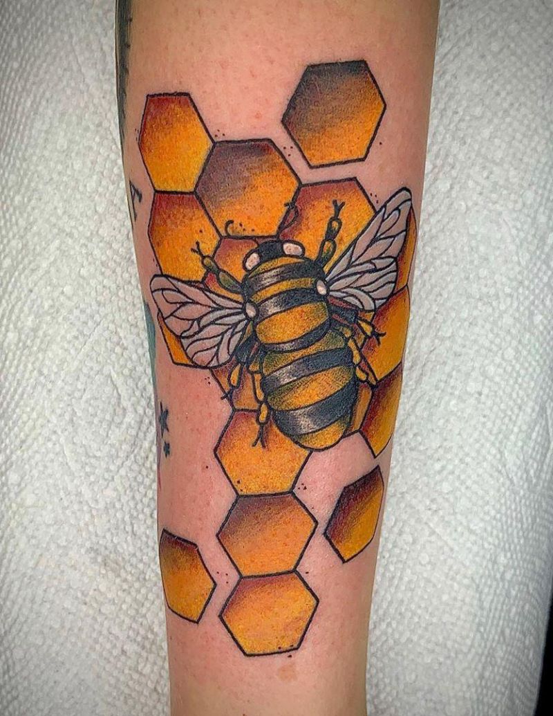30 Pretty Honeycomb Tattoos You Will Love