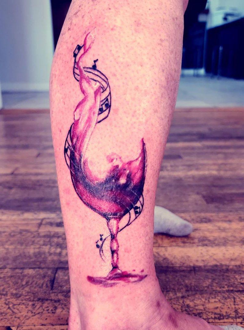 30 Pretty Wine Glass Tattoos Make You Very Attractive