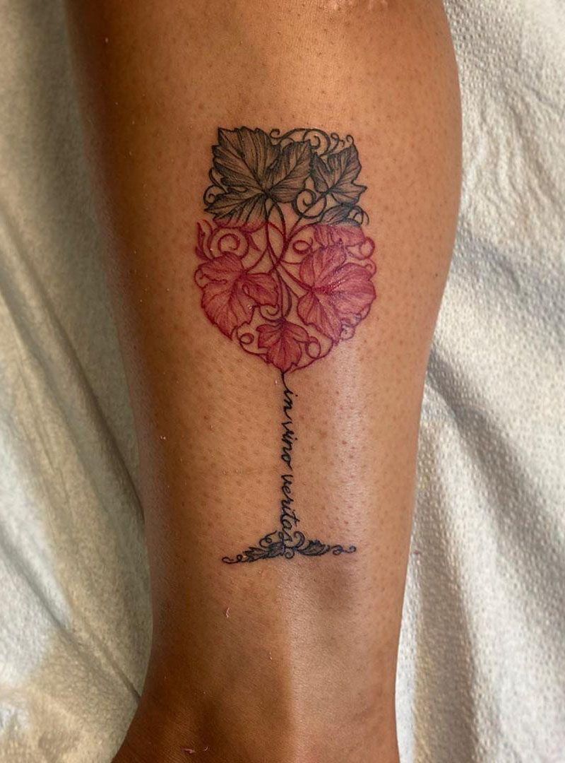 30 Pretty Wine Glass Tattoos Make You Very Attractive