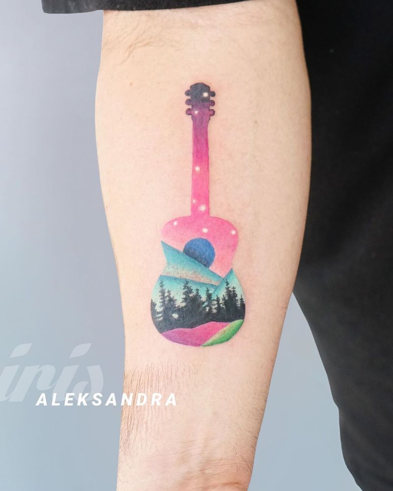 30 Pretty Guitar Tattoos for Your Inspiration