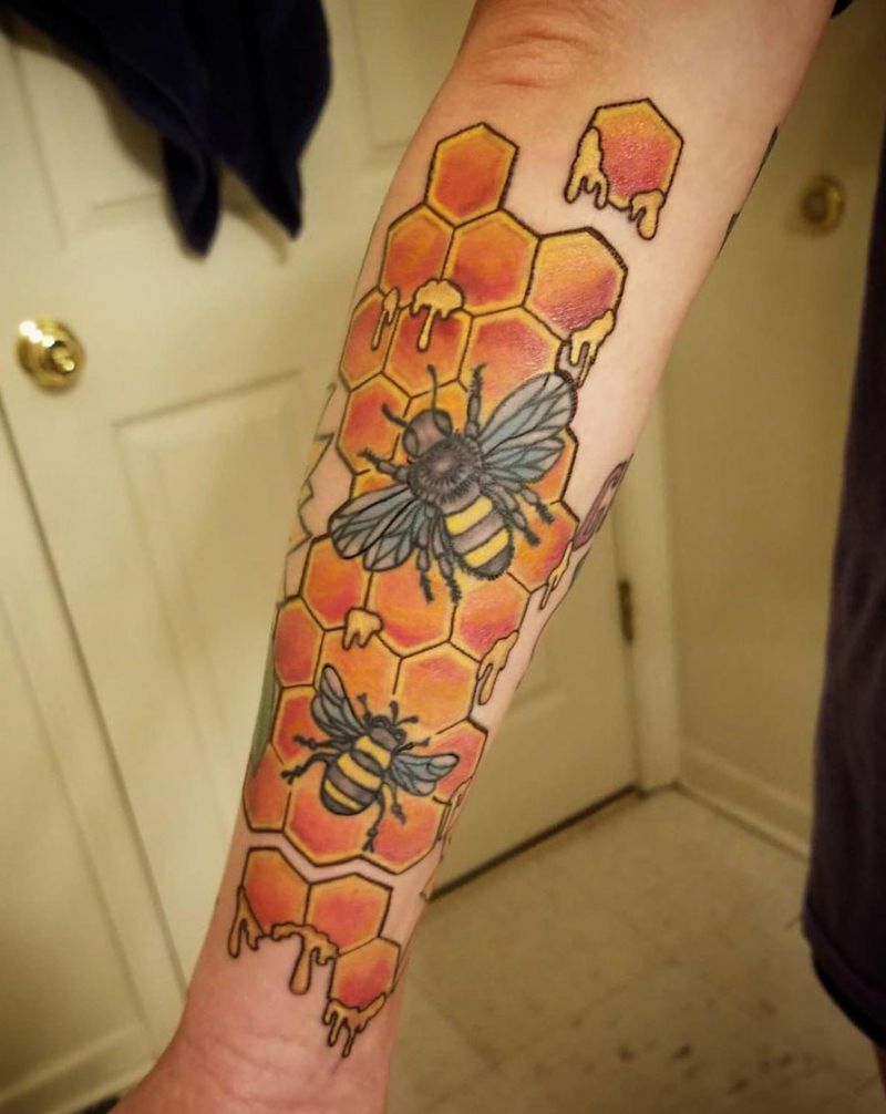 30 Pretty Honeycomb Tattoos You Will Love