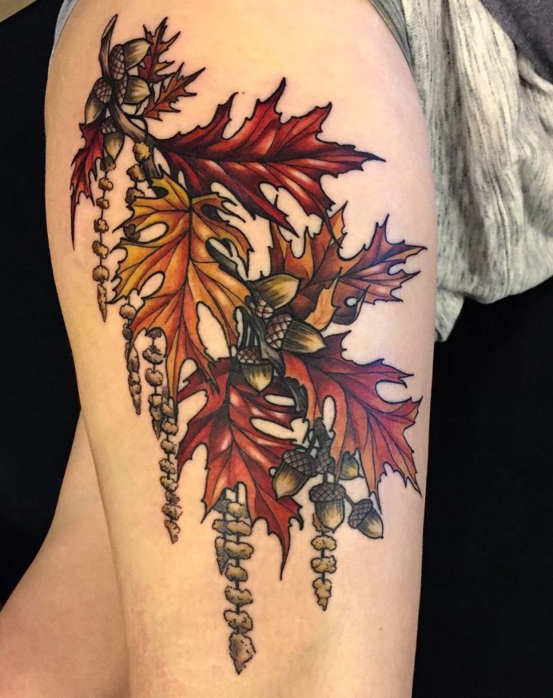 30 Pretty Oak Leaf Tattoos Make You Attractive