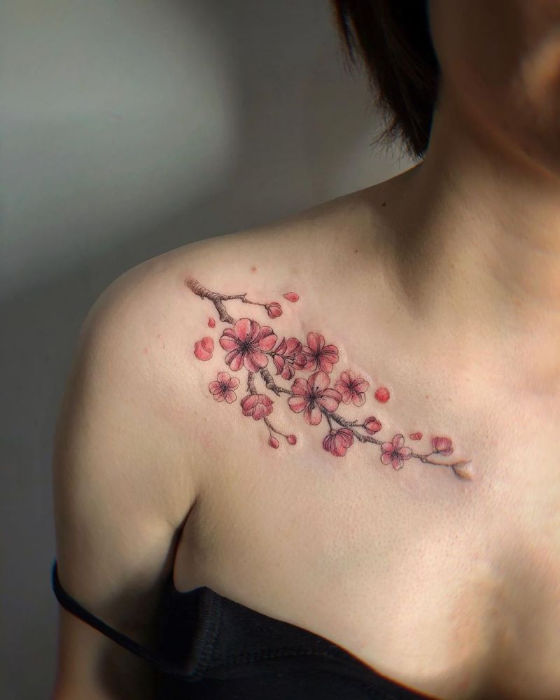 30 Pretty Plum Blossom Tattoos Make You Attractive