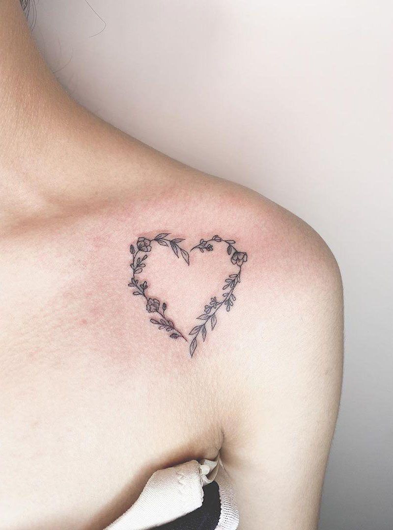 30 Pretty Flower Heart Tattoos You Must Try