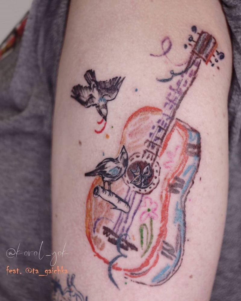 30 Pretty Guitar Tattoos for Your Inspiration