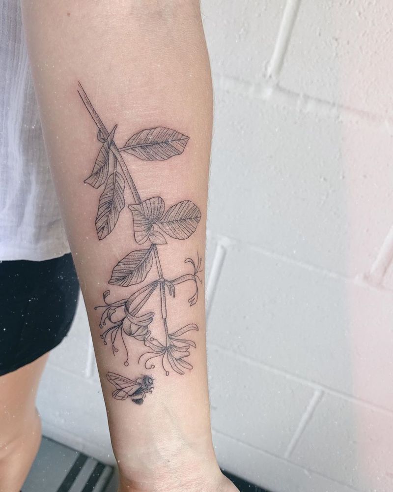 30 Pretty Honeysuckle Tattoos Make You Very Attractive