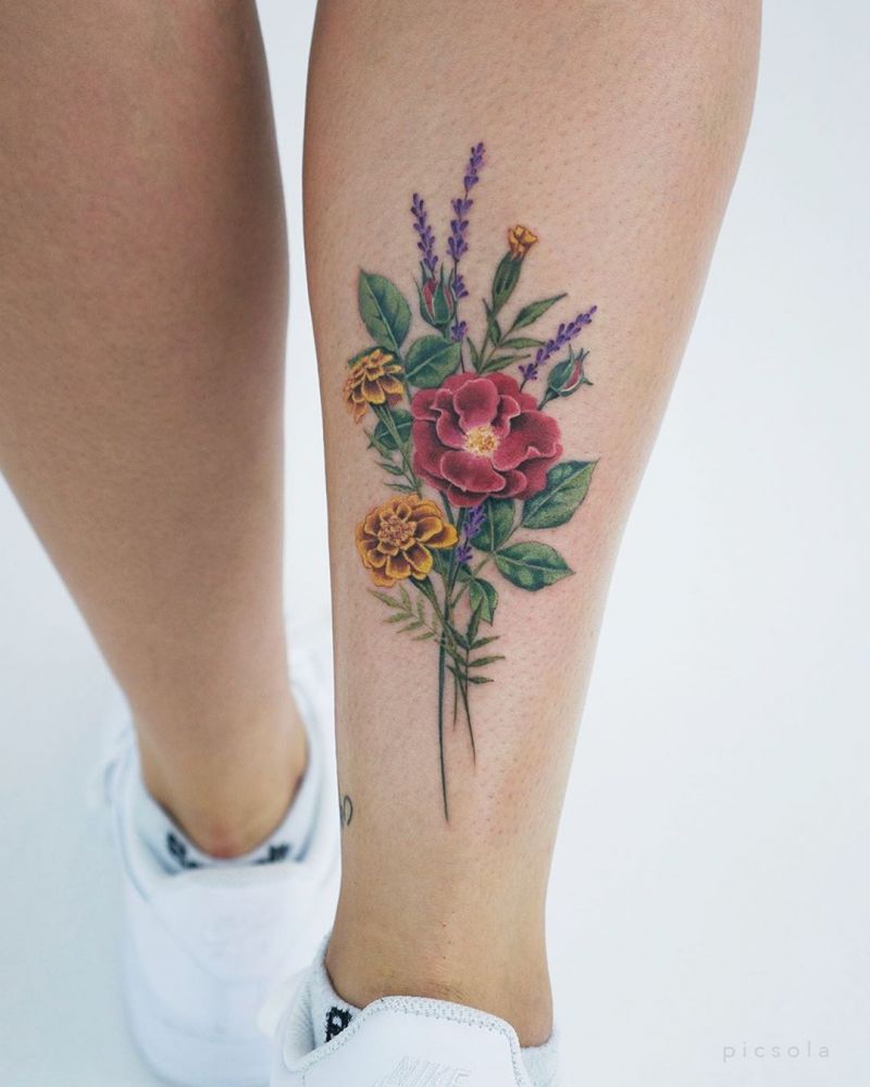 30 Elegant Bouquet Tattoos for Your Inspiration