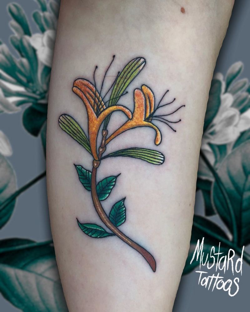 30 Pretty Honeysuckle Tattoos Make You Very Attractive