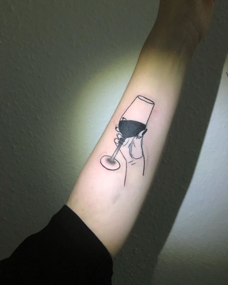 30 Pretty Wine Glass Tattoos Make You Very Attractive