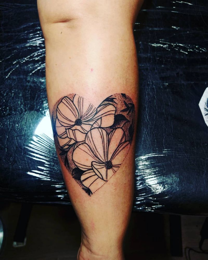 30 Pretty Flower Heart Tattoos You Must Try