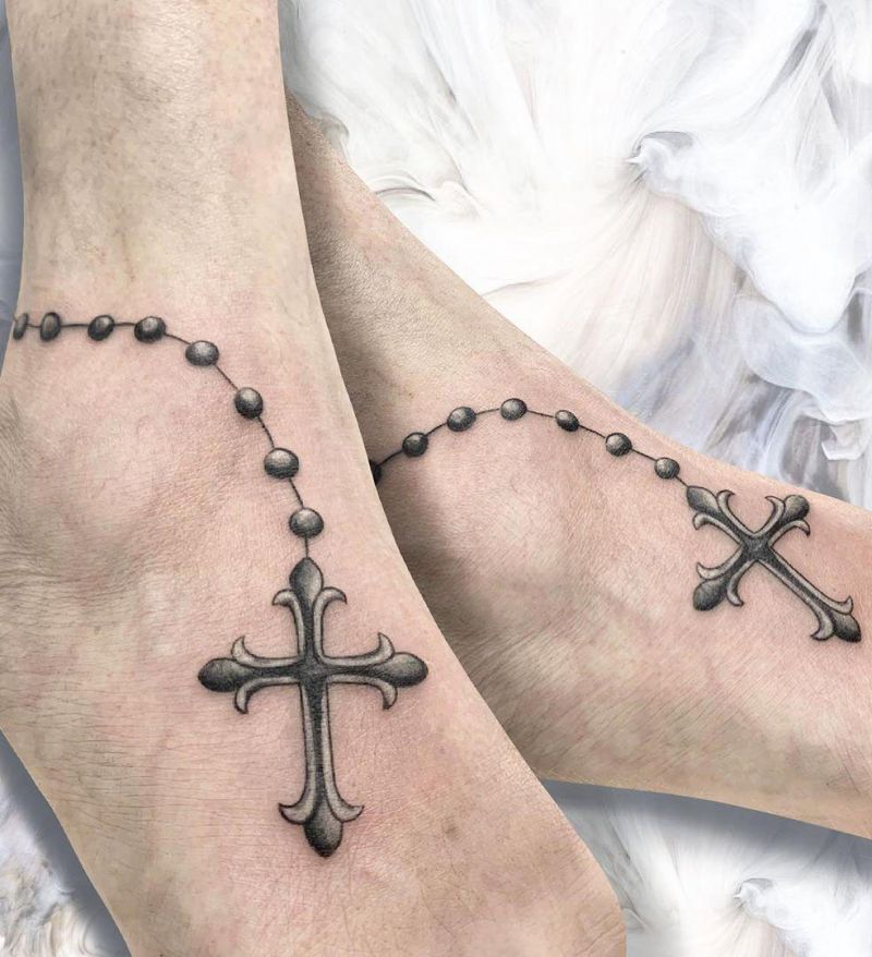 30 Pretty Rosary Tattoos to Inspire You