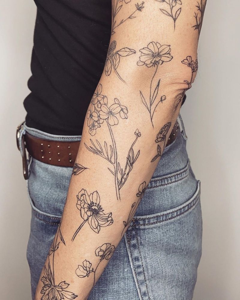 30 Pretty Wildflower Tattoos to Inspire You