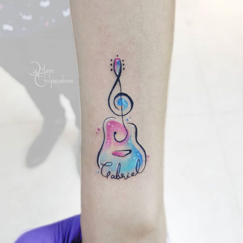 30 Pretty Guitar Tattoos for Your Inspiration