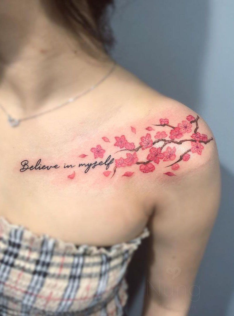 30 Pretty Peach Blossom Tattoos You Shouldn't Miss