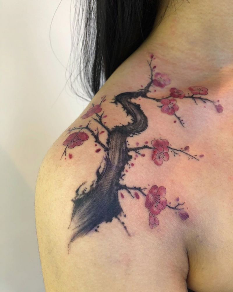 30 Pretty Plum Blossom Tattoos Make You Attractive