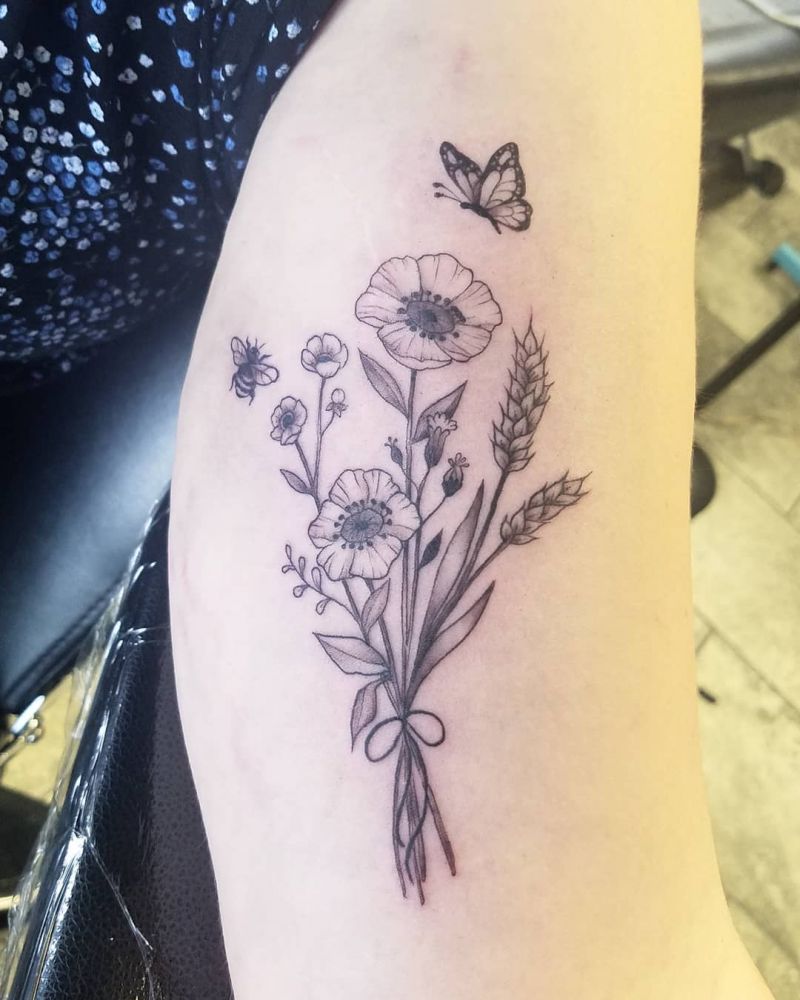 30 Elegant Bouquet Tattoos for Your Inspiration