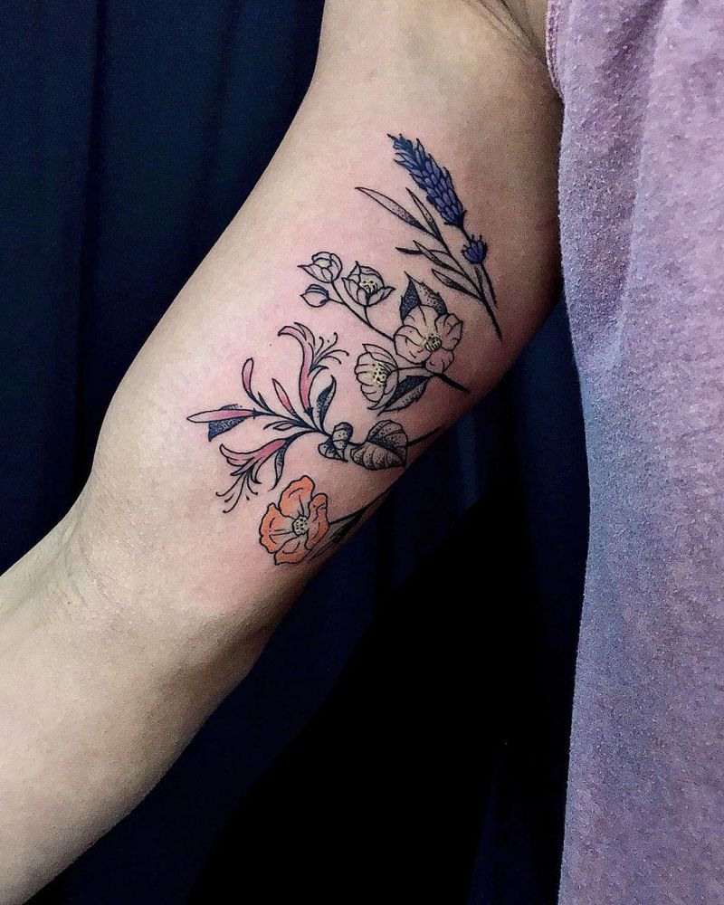 30 Pretty Honeysuckle Tattoos Make You Very Attractive